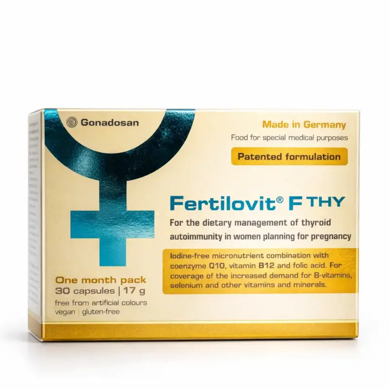 FERTILOVIT® F THY auglības uzturēšanai sievietēm ar vairogdziedzera autoimūnām slimībām, 30 kapsulas