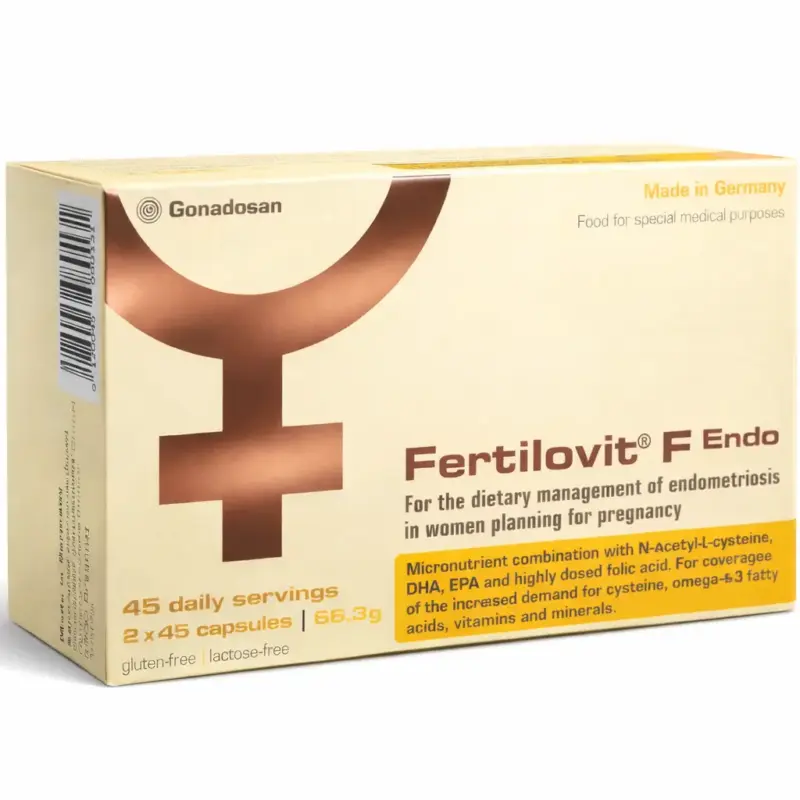 FERTILOVIT® F ENDO auglības veicināšanai sievietēm ar endometriozi, 2 x 45 kapsulas