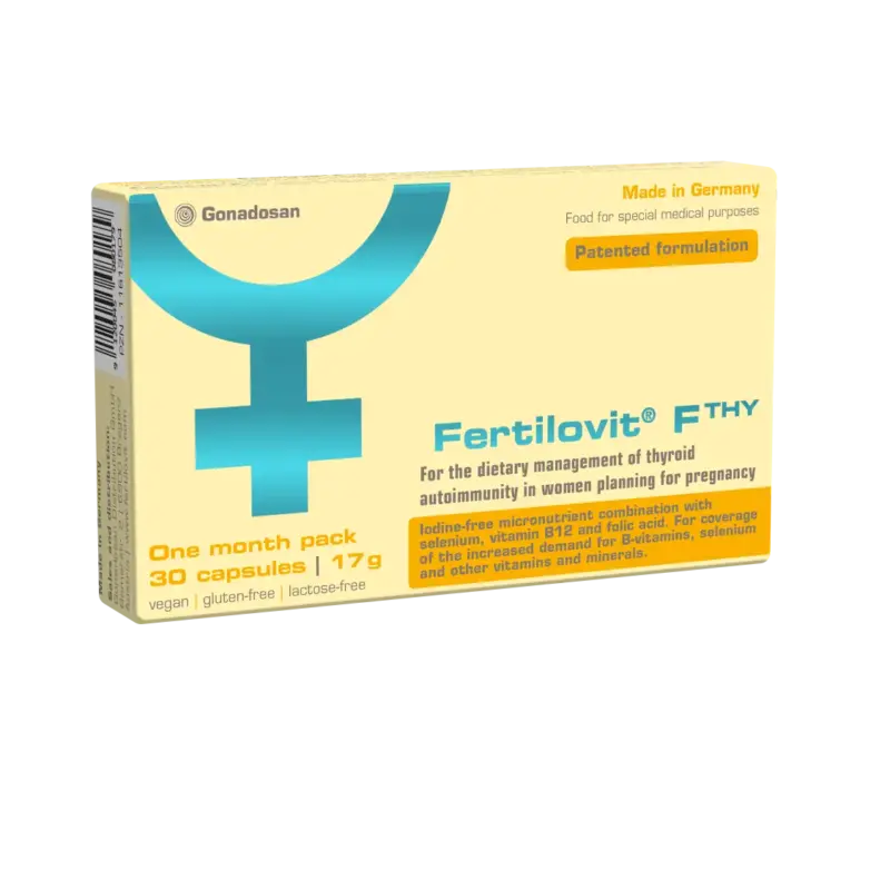 FERTILOVIT® F THY auglības uzturēšanai sievietēm ar vairogdziedzera autoimūnām slimībām, 30 kapsulas