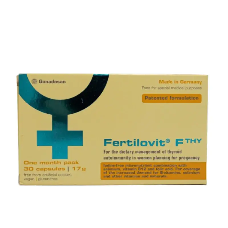 Uztura bagātinātājs Fertilovit F THY auglības uzturēšanai sievietēm ar vairogdziedzera autoimūnām slimībām, 30 kapsulas