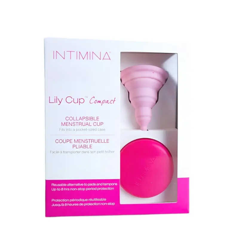 INTIMINA Lily Cup Compact salokāma menstruālā piltuve gaiši rozā ar uzglabāšanas kārbiņu