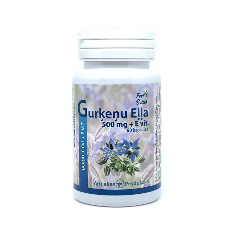 Gurķeņu eļļa 500 mg + vitamīns E, 60 kaps.