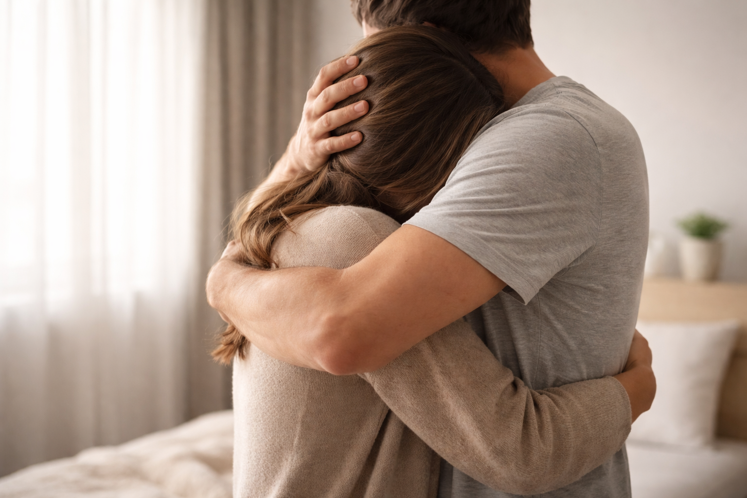 Neauglības ārstēšana - pāris apskāviens, mierinot viens otru